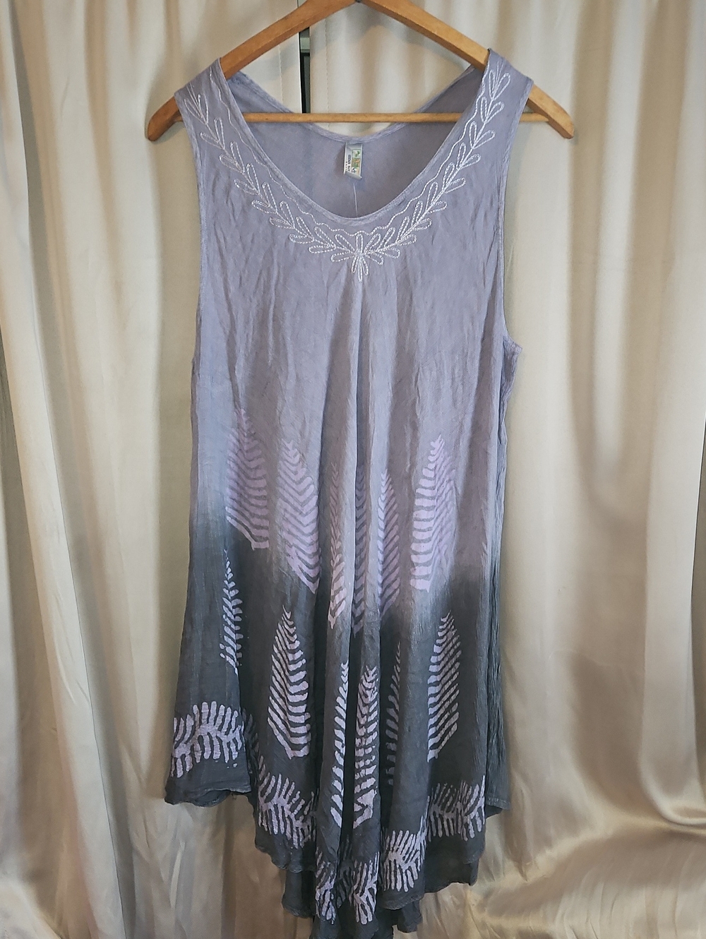 India Boutique NWTs Plus Size Boho Lavender and Charcoal Embroidered Ombre Dress